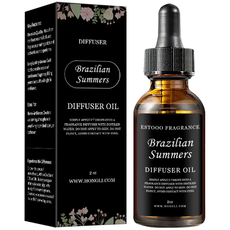 2oz Hotel Scent Diffuser Oil (60ml) | Car & Home Fragrance ：Brazilian Summer, Mahogany Apple, and Sea Salt Orchid，Luxe Room Aromatizer Aromatic Woody Aromatherapy Scented Oils