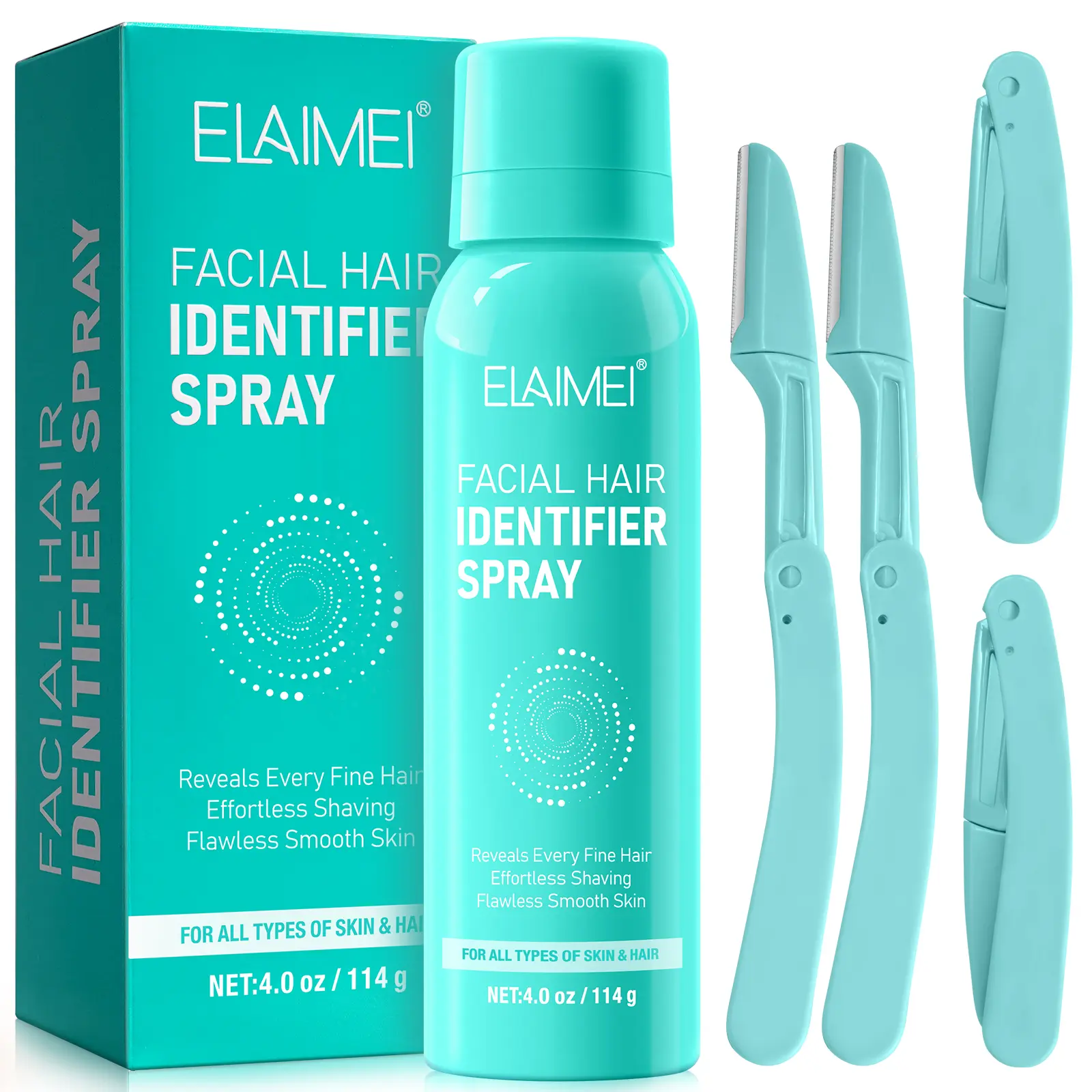 ELAIMEI Rice Starch-Infused Face Hair Identifier Spray - Moisturizing Bath & Body Care Product, Smooth Shave Support, Hair Removal Creams Companion, Suitable for All Skin Types, Facial Hair Remover Cream campingessentials