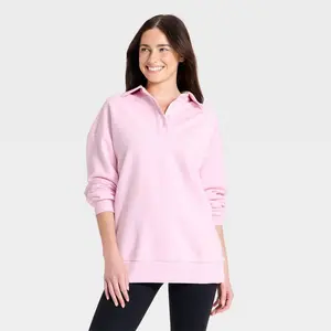 Women's French Terry Polo Sweatshirt - JoyLab Light Pink XXS