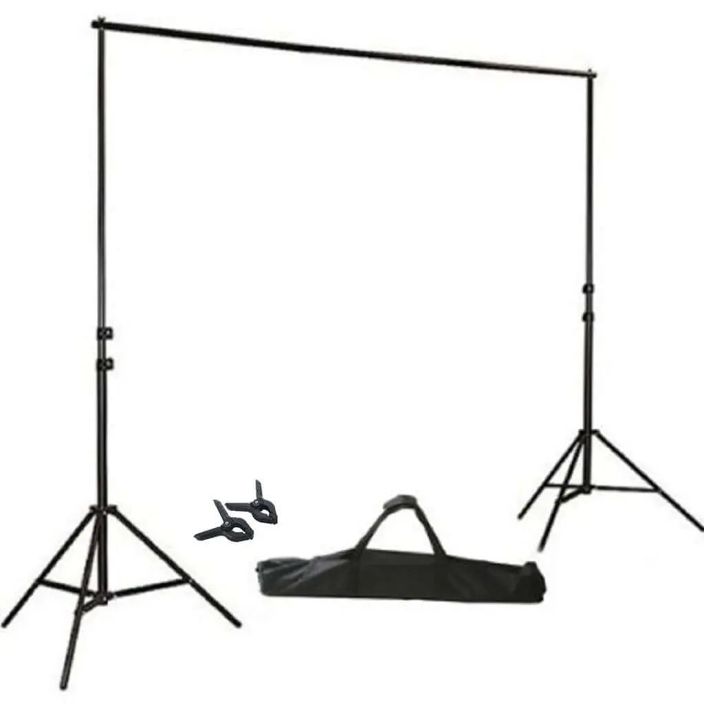 8x10 ft Metal Alloy Adjustable Drape Backdrop Stand Kit (32"L X 16"W (Open)) for Photographers - Photography Equipment with Free Clips, Background Support Bag, Camera Accessories for Instagram
