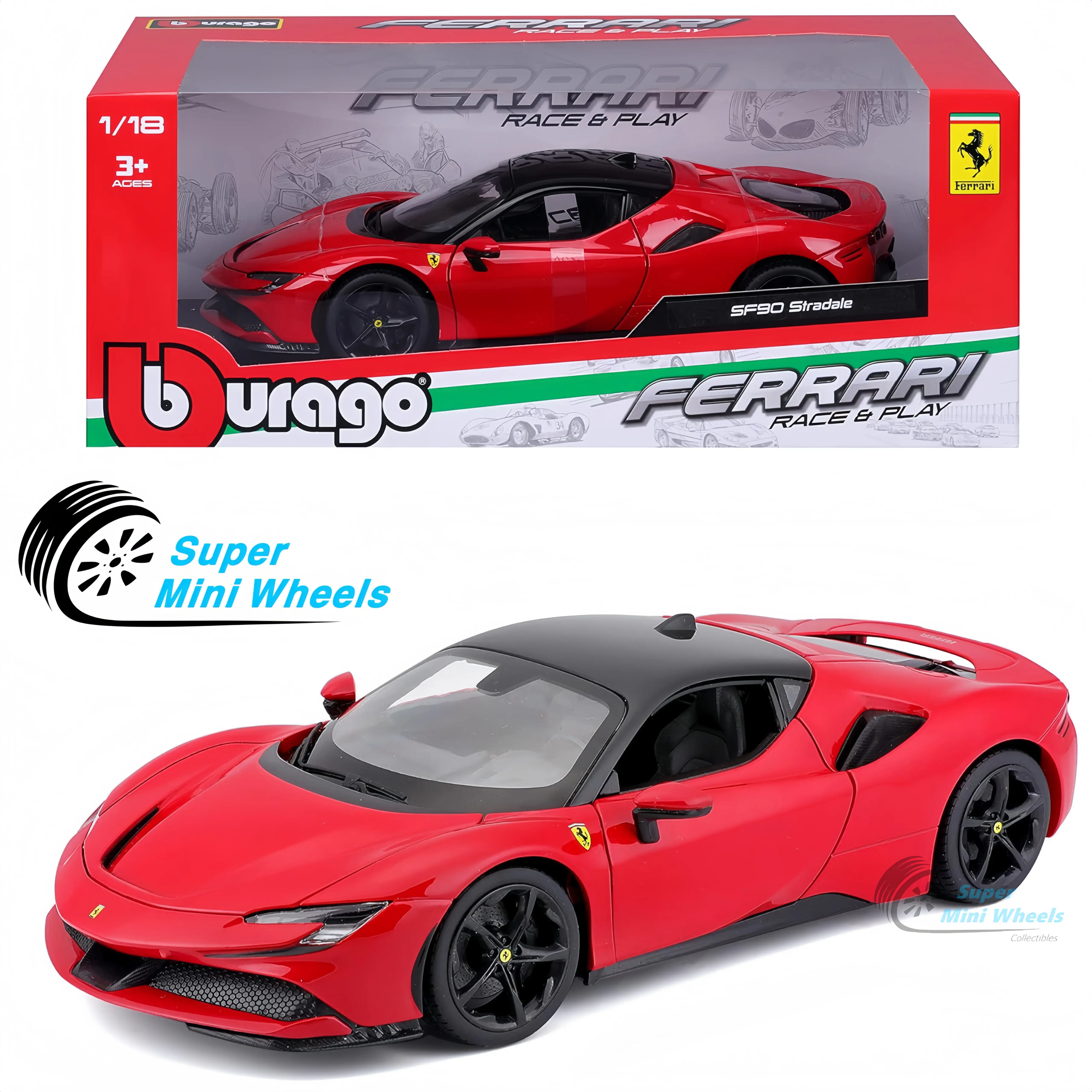Bburago 1:18 Ferrari SF90 Stradale Red – Race & Play Ferrari