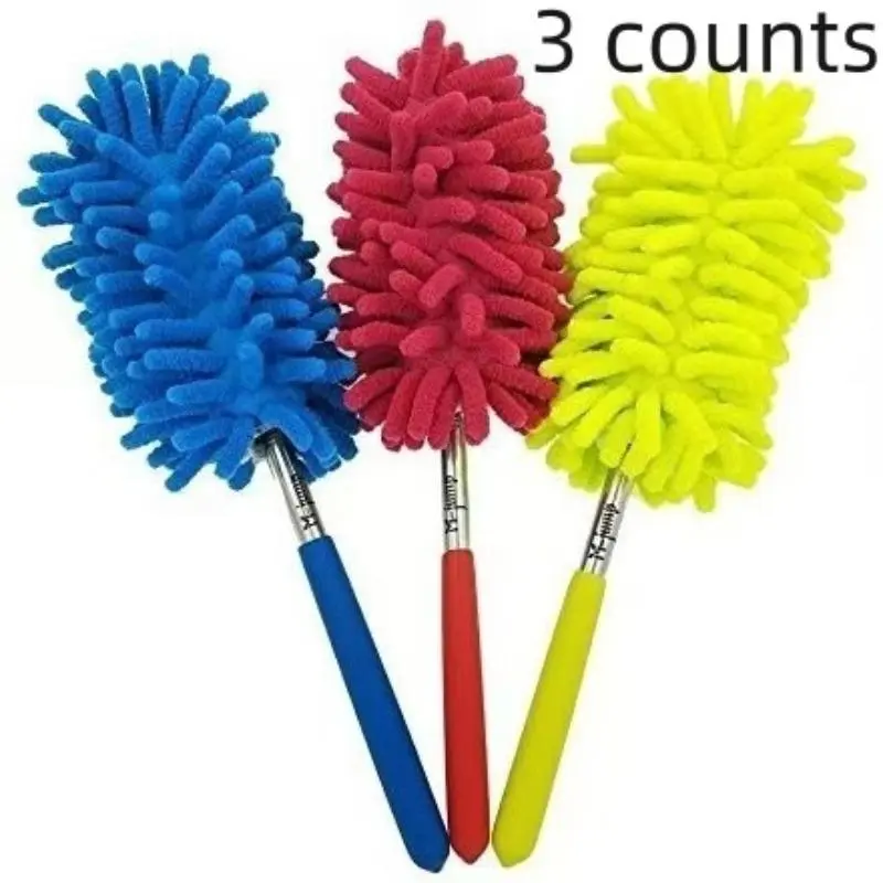 Retractable Car Duster, Extendable Handle Duster, 3 Counts Handheld Car Cleaning Tool, Car Cleaning Brush, Multifunctional Cleaning Brush for Office, Car, Window, Furniture, Ceiling Fan, Car Cleaning Supplies