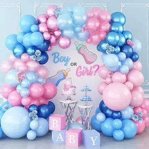 Party 129pcs Balloon Arch Set (5In 10In 18In) in Blue, Pink, And Latex Balloons Suitable for Weddings, Birthdays, Showers, Gender Reveals, Easter, Gift Parties, Seasonal Decorations for Spring, Summer, Autumn, And Winter, Home Room