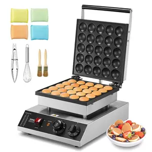 fathersdaygift  VEVOR Mini Dutch Pancake Maker, 25PCS 43mm Diameter Dorayaki Baker Machine, 1700W Commercial Electric Poffertjes Grill, Non-stick Stainless Steel, Temp Time Control, for Home Kitchen Restaurant