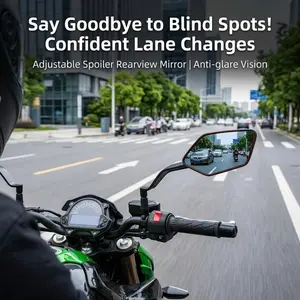 General motorcycle rearview mirror wing design reflective flat mirror, Blind Spot Mirrors, equipped with 8mm/10mm screws, suitable for Yamaha/Kawasaki/Benelli/Honda/Suzuki/Ducati/Apulia/KTM/BMW/Chunfeng/Lifan, most motorcycles