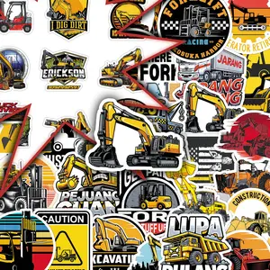 100 Sheets, Two Sets of Repeat Construction Machinery Creative Crane Excavator Cool Design Decorative Diary Stickers