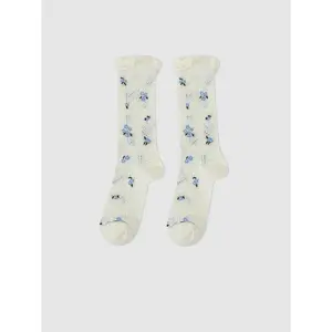 URBAN REVIVO Women's 2026 Summer Animal-Faced Mid-Calf Socks, Frill Detail Intarsia Knitted, Viscose-Cotton-Polyester Blend Mid-Calf Socks,summerwins