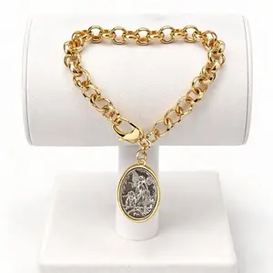 Saint Michael Archangel  Bracelet – Gold Chain Religious Charm Bracelet