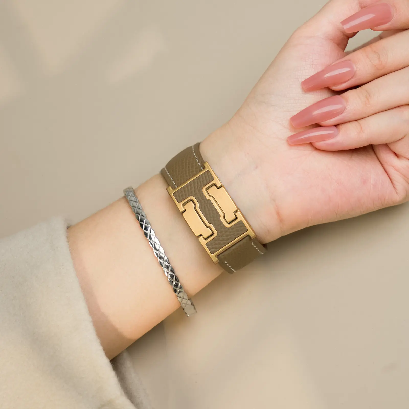 Light Brown Band+Gold Buckle