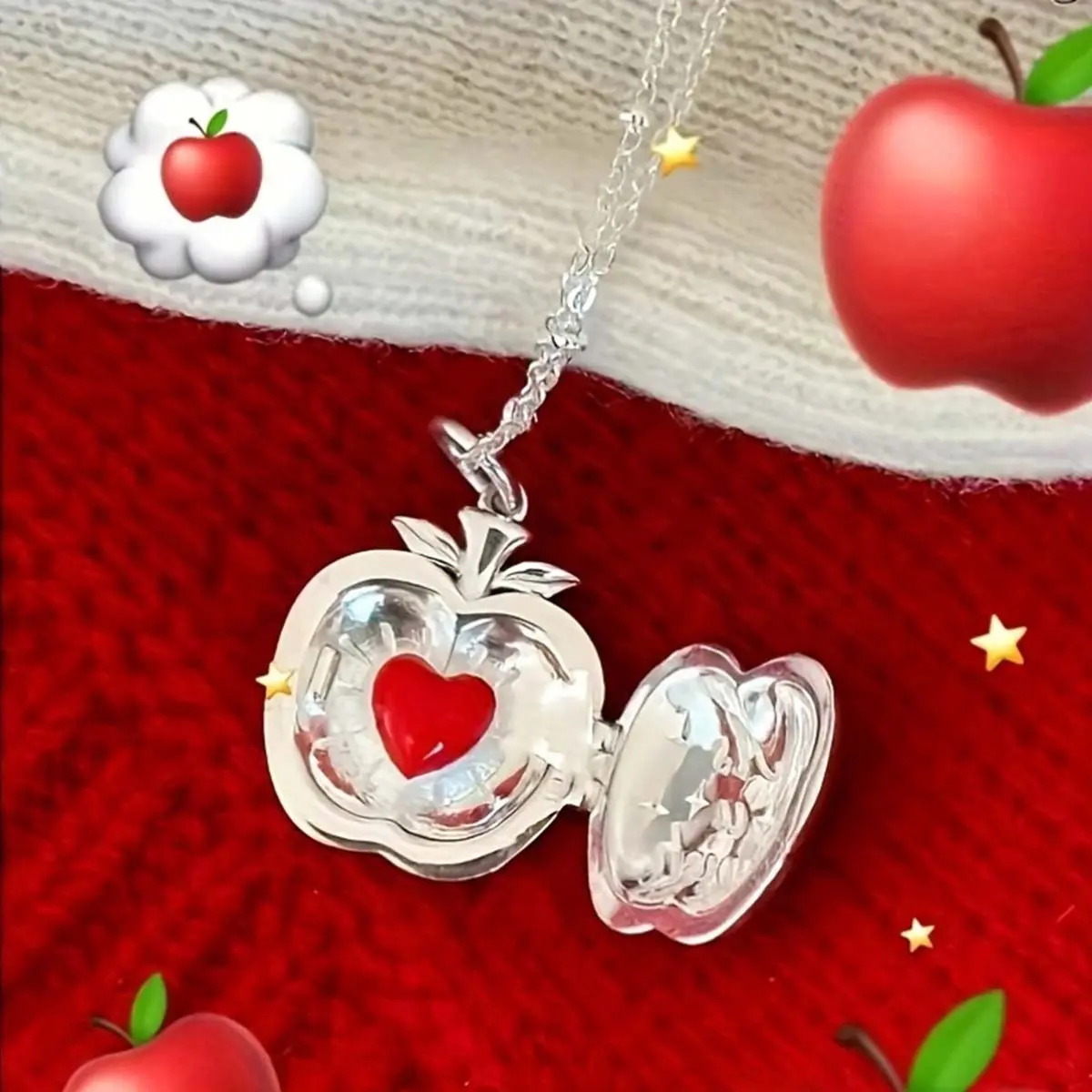 Cute and sweet apple openable pendant fashionable and versatile simple necklace niche design clavicle chain
