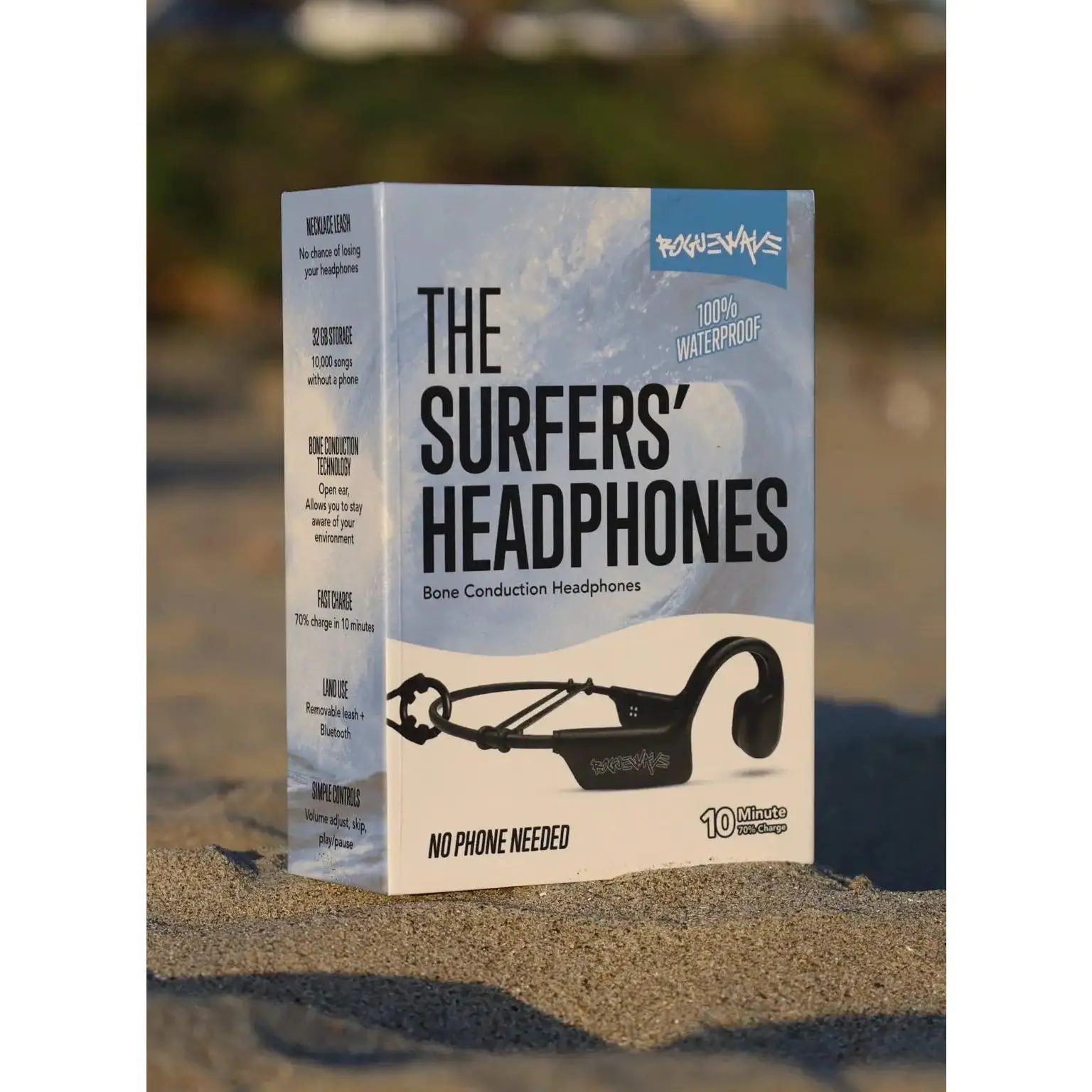 ROGUEWAVE Waterproof Bone Conduction Headphones for Surfing, Watersport, Swimming and Every Adventure
