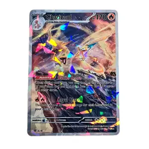 Charizard Display Card with Extended Frame Fractal Glass Holo Finish Standard Size and Poke Back Ships Protected!