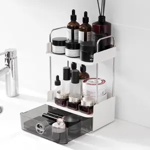 Mini Skincare Organizers,2-Tier Drawer Bathroom Organizer Countertop,Small-Sized cosmetic storage rack suitable for delicate girls,Organizer Shelf for Vanity Storage,Multi-Purpose Makeup Organizer