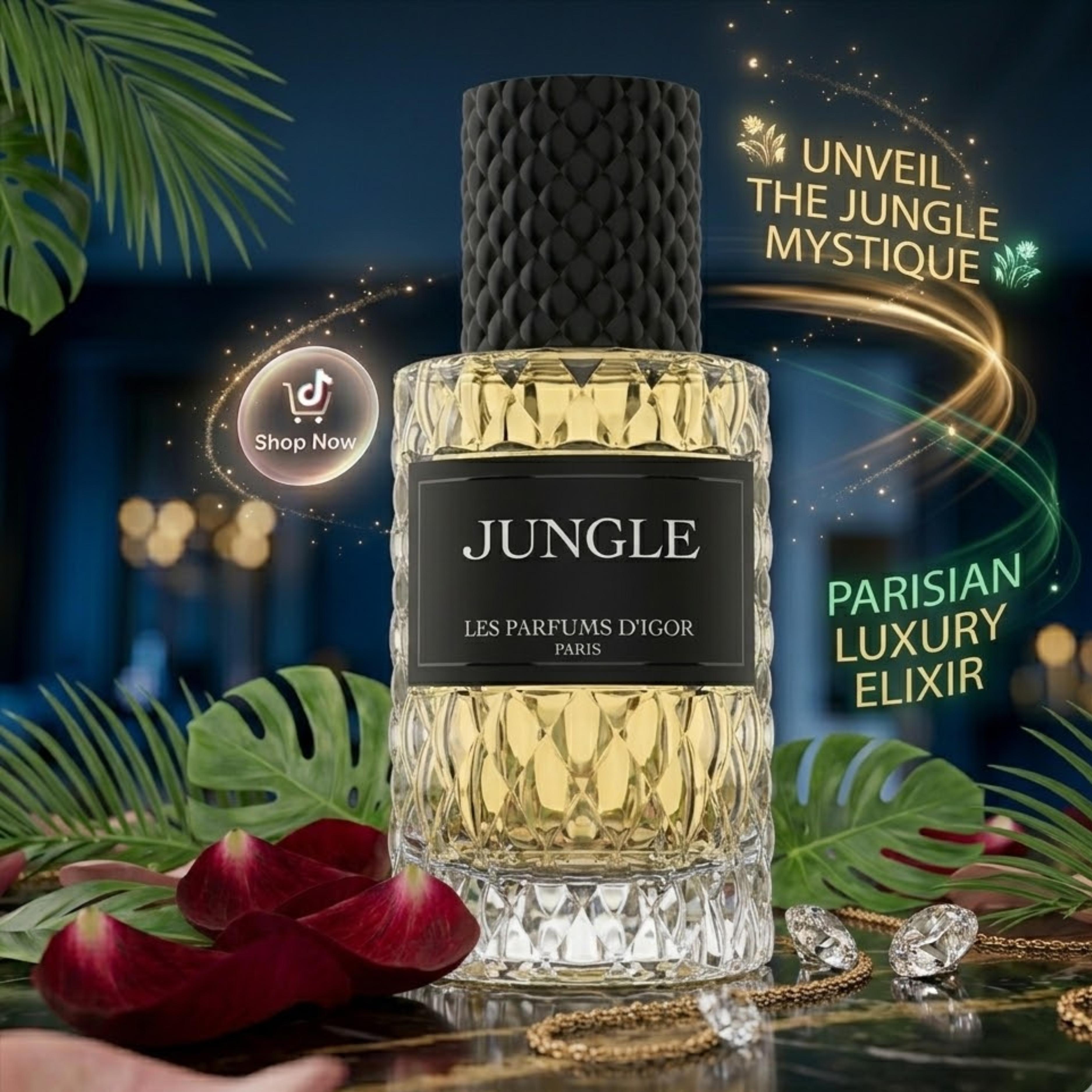 Les Parfums d'Igor Jungle Perfume – Long Lasting Unisex Scent, 500 ML, Woody Spicy Floral Fragrance, Elegant Bottle Design, Perfect for Evening Wear