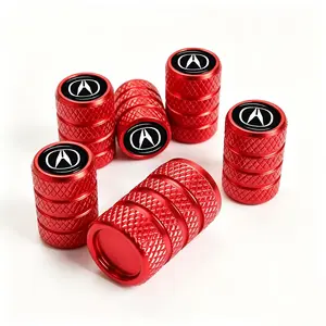 5-Pack Red & Black Premium Alloy Tire Valve Caps For Acura MDX RDX TLX Integra NSX Luxury Finish Dust-Proof Seal Anti-Corrosion Wheel Covers With Acura Logo Performance Car Accessories