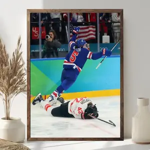 [No Frame] Megan Keller Golden Goal USA Women's Hockey Poster, 2026 Olympics Victory Art, Team USA Champions Wall Decor