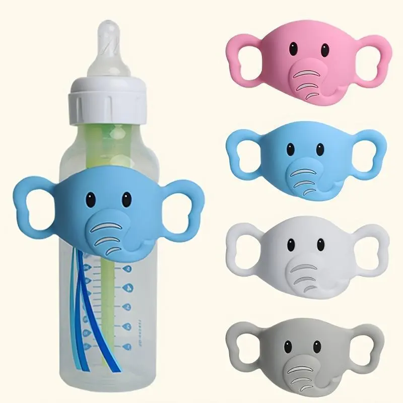 Cute Elephant Silicone Bottle Sleeve with Handles - Anti-Drop Protective Cover for 8oz PP Baby Bottles, Durable Baby Accessory, Baby Items Feeding Accessories Bottle Liners