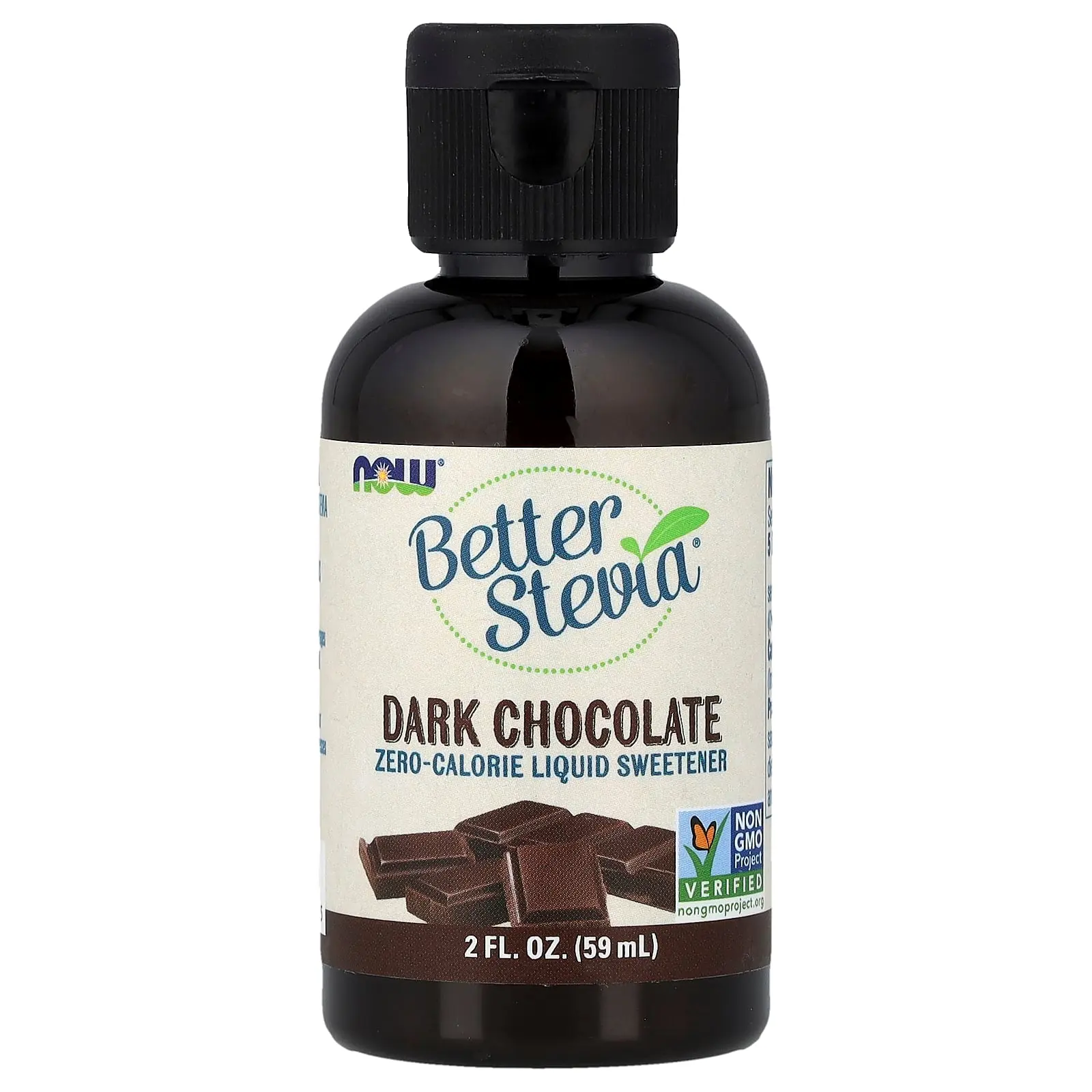 NOW Foods Better Stevia®, Zero-Calorie Liquid Sweetener, Dark Chocolate, 2 fl oz (59 ml)