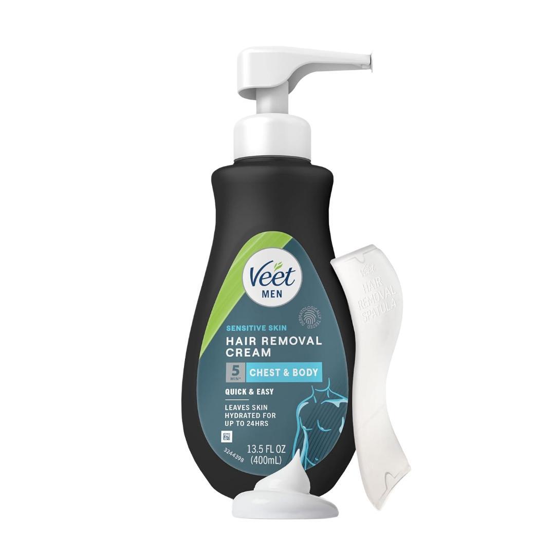 Veet Men's Sensitive Skin Dermatologically Tested Hair Removal Gel Cream (13.5 oz) - 5 Min Results, Includes Spatula, for Body, Chest & Back - Body Care, Cosmetic Hair Removal Cream Veet Men's Sensitive Skin Dermatologically Tested Hair Removal Gel Cream (13.5 oz) - 5 Min Results, Includes Spatula, for Body, Chest & Back - Body Care, Cosmetic Hair Removal Cream