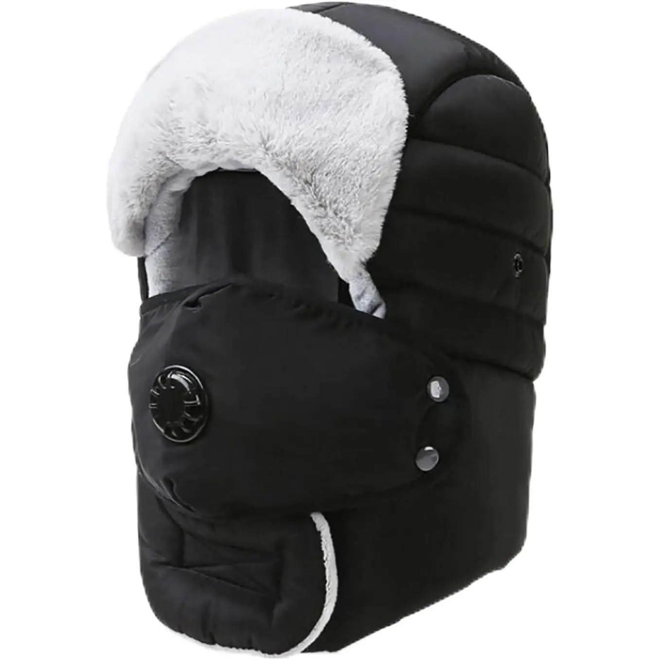 Men Women Windproof Full Cover Balaclava with Glasses, Winter Thermal Thick Ski Cap Camping Hunting Trapper Hat
