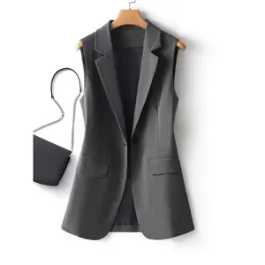Women's Striped Print Button Front Vest Blazer Formal, Casual Lapel Neck Sleeveless Outerwear for Work Office Business, Ladies Fall & Winter Clothes