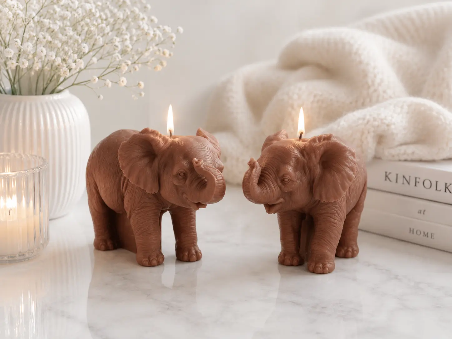 Elephant Sculpture Candle 4.25x6 inches