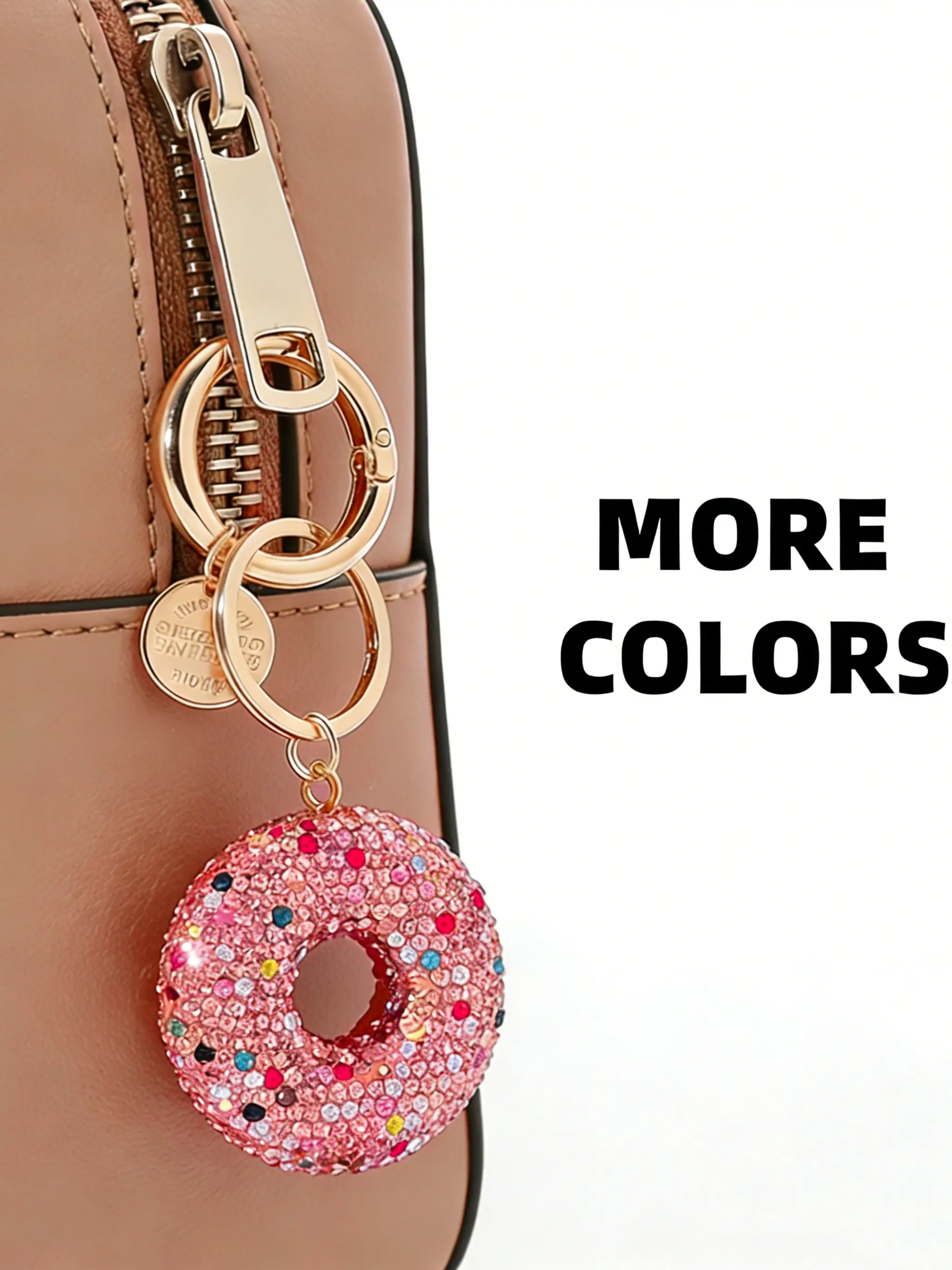 Handmade Rhinestone Donut Bag Charm, Stylish Backpack Charm, Cute Casual Style, Perfect for Women and Kids, Ideal for Bags, Keychains, Car Keys, Phone Chains, Sparkly Bag Charm, Purse Charm, Backpack Bag Charms, Trendy Bag Charms