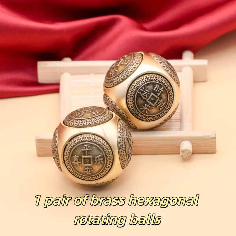 Elegant Brass Six-Sided Rotating Ball, Relaxation & Wealth Attraction, Handheld Feng Shui Charm, Ideal Gift, Home Decor Ornament, Feng Shui Ornaments, Decoration Items