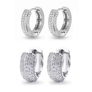 Hoop earrings for men and women. 18K gold-plated zircon jewelry. Gift.