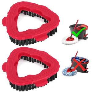 Scrub Head Brush Refills for O-Cedar EasyWring Spin Mop 1 Tank System Hard Bristle Cleaning Triangle Spin Mop Head for Velida Ocedar Clean for Shower Cleaner Ergonomic Design 180-Degree Swivel Design