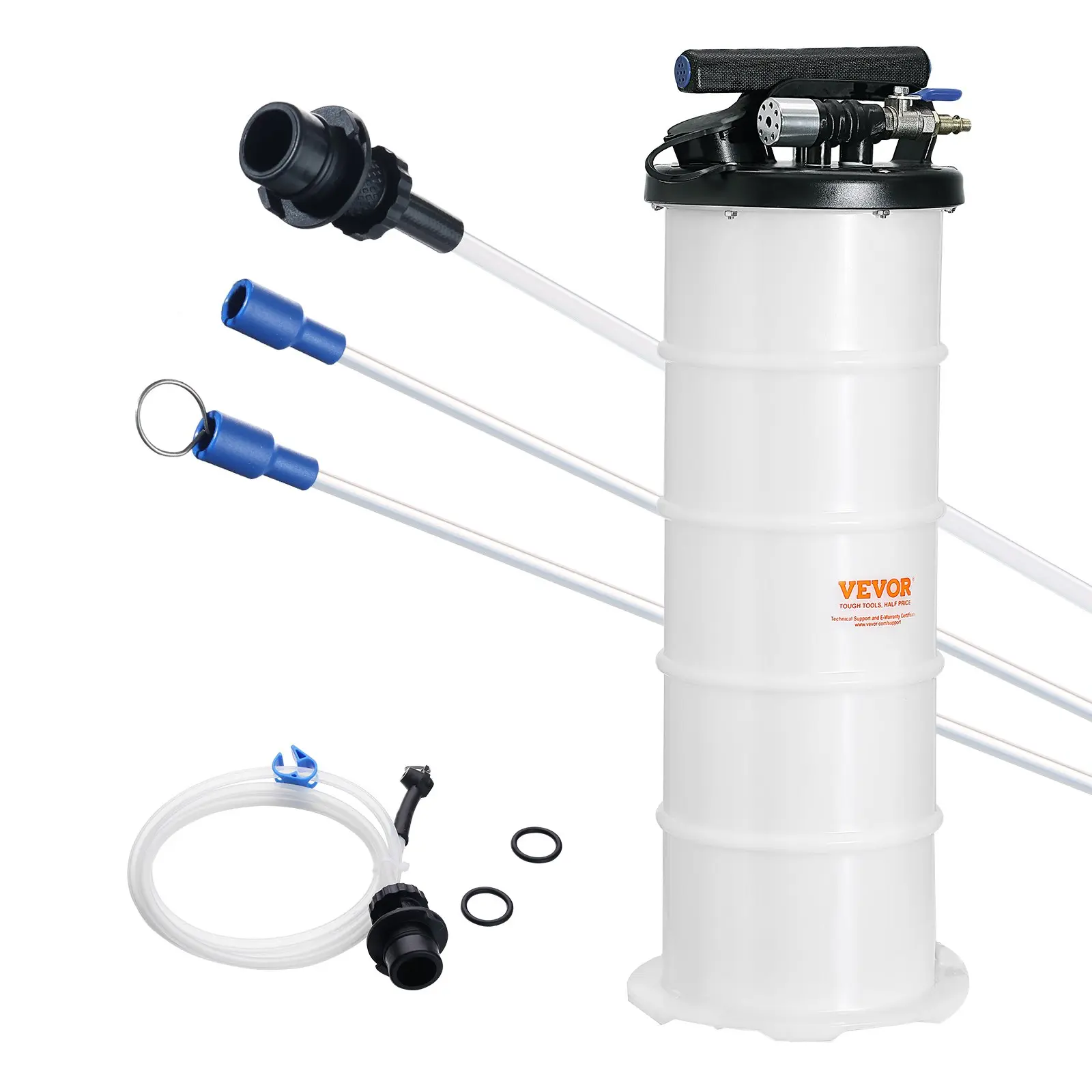 【DealsForYouDays】VEVOR 6.5L PP Plastic Vacuum Fluid Extractor, 1.74 Gal Dual-Mode Pneumatic-Manual Oil Changer with Dipstick, Suction Hose for Multiple Vehicles, Ideal for Vacuum Pumping, Fluid Extraction