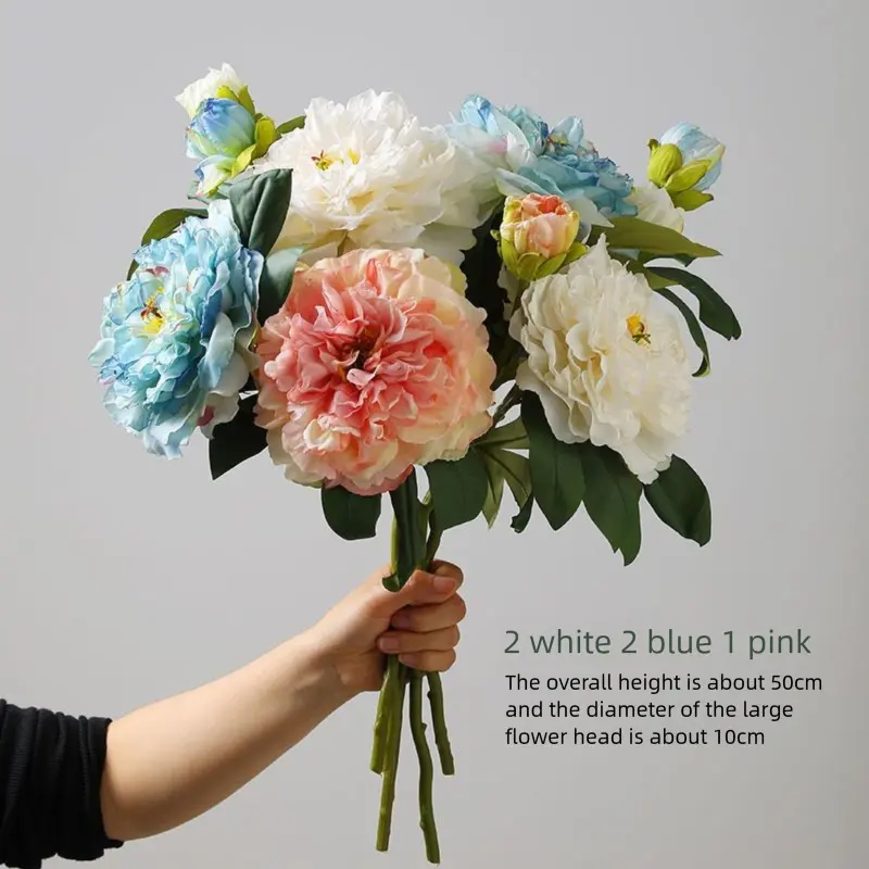 1 light pink 2 white 2 blue 10 flowers in total)