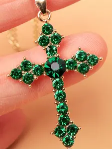 1 PC Simple Cubic Zirconia Dainty Cross Necklace Pendant For Women Valentine's Day Gift Wedding Jewelry Sparkling Zirconia
