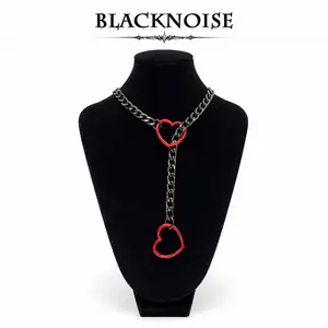 Heart O-Ring Chain Necklace, Adjustable Statement Necklace for Layered Looks, Gift for Her