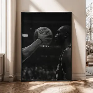 Kobe Bryant Lock In Poster |   Black & White Motivational Basketball Wall Art for Bedroom & Gym