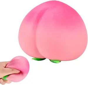 Crunchy Peach Squishy Stress Relief Toy, Realistic Peach Shaped Fruit Squeezable Balls,Flexible Sensory Fidget Toy for Adults, Desk Decor & Gift Party Favors Easter Basket Stuffers