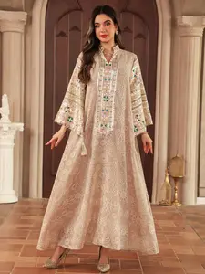 Elegant Embroidered Kaftan Dress, Loose-Fit Ethnic Pattern Islamic Abaya, Modest Muslim Women's Party Wear, Dubai Leisure Style Jalabaya, Muslim Women Gowns