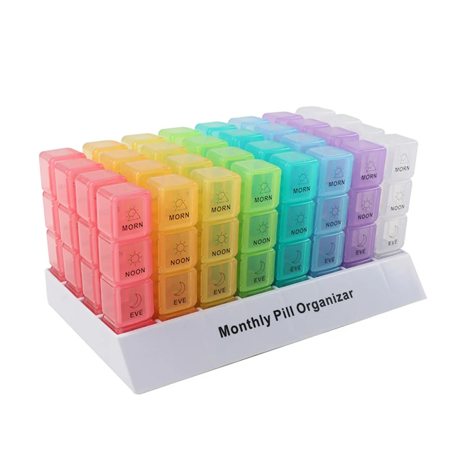 Monthly Pill Organizer Box, Daily 4 Times, 31 Days Pill Storage Container with 32 Daily Compartments, Portable Vitamin Organizer, for Fish Oil, Vitamins, Supplements, Vitamin Dispenser