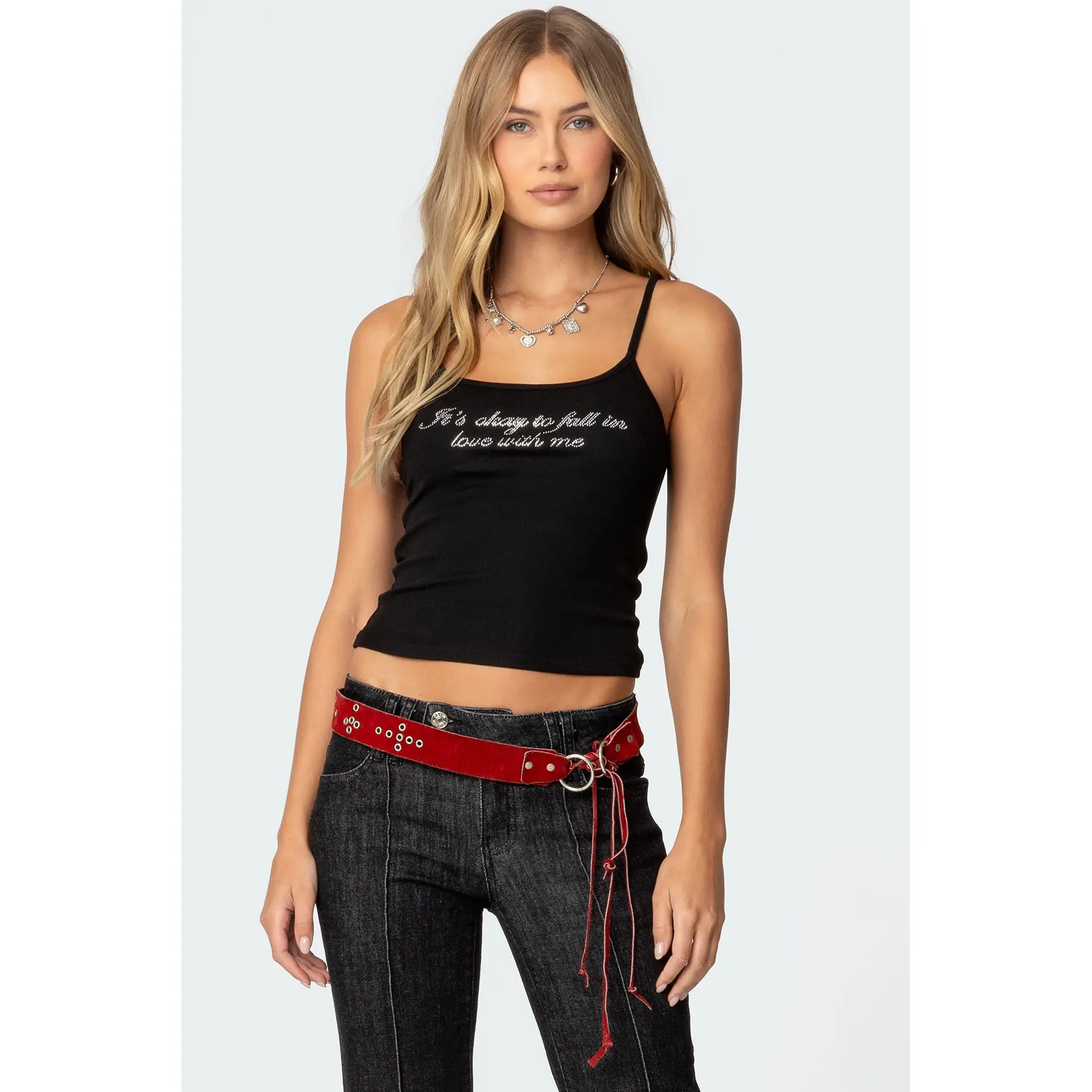 Fall In Love Rhinestone Tank Top