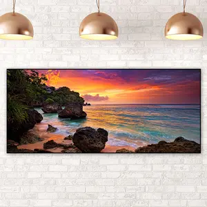 Natural Scene Numbered Blocks Oil Paint By Numbers Kit, 80x40cm Canvas Picture, Easy DIY Wall Decor for Toys & Hobbies DIY Painting Supplies