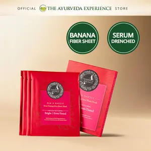 Dim N Dazzle Even-Toning Face Sheet Mask – Brightens, Hydrates Dull, Dry, Aging Textured Skin - Unique ‘Serum-Drench Method’ with Sappan Wood Bark & Manjistha – Best Banana Fiber Sheet Mask for Glowing, Glass-Like Skin