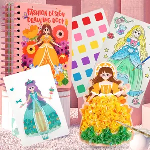 Princess Dress Design Coloring Book, Doodle Books, 1 Set 3 in 1 Princess Dress Design Drawing Book, DIY Scrapbooking Supplies, Art & DIY Handmade Set, Craft Kit