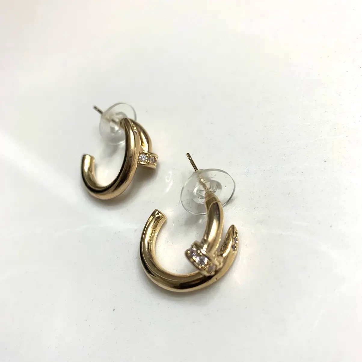 Stone Nail Hoop Earrings