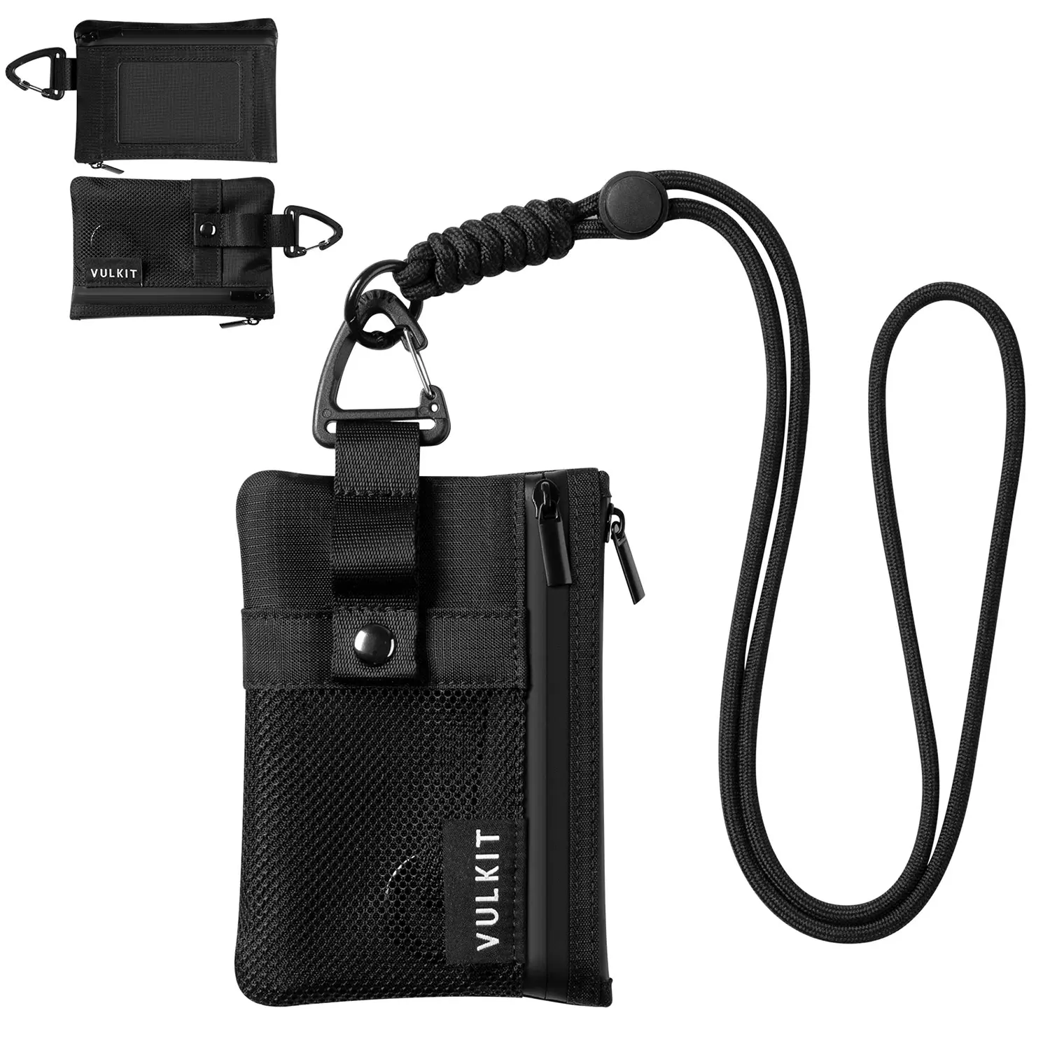 VULKIT Men's Minimalist Lanyard Wallet - RFID Blocking, Water Resistant, Compact Shape, Zipper-Closure Men's Luggage & Bags Accessory, Credit Card Holder, Rfid Shielded Wallet, Anti-Theft, Modest