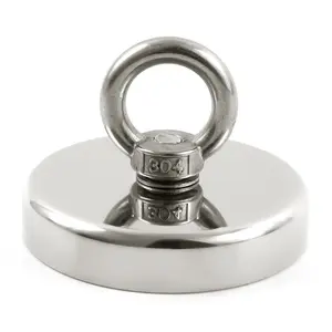 Neodymium Fishing Magnets 75mm & 90mm Super Strong Pulling Force Rare Earth Magnet for River Retrieving Magnetic Fishing Heavy Duty with Countersunk Hole Eyebolt