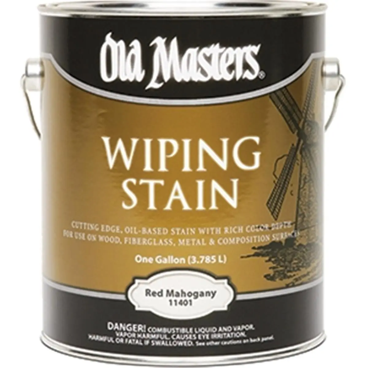 212 MAIN Old Masters 11401 Controllable Red Mahogany Oil-Based Slow-Dry Wiping Indoor Wood Stain - 240 VOC, 1 Gal (3.785 L), Multipurpose for Finished Wood, Ideal for Homeowners, Homeowner