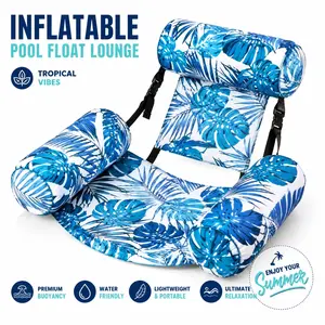 Inflatable Pool Float Chair with Cooling Mesh Seat, Tropical Water Hammock Lounge, Perfect for Summer Pool Beach Lake Vacation, Swimming Float