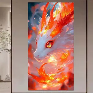 1 set of DIY diamond painting kit, 5D diamond art set, DIY decoration dragon, flames, colorful. Mosaic, diamond art, DIY art home decoration, Wall Art Painting, Handicraft