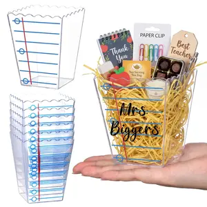 6/12/24 Pcs Teacher's Day Gift Box Teacher Appreciation Gift Container with Thank You Pencil Notebook Composition Book Crayon pattern Candy Popcorn Holders for Teacher Students,Back to School End of Year Graduation Party Gift,Classroom Gift Exchange