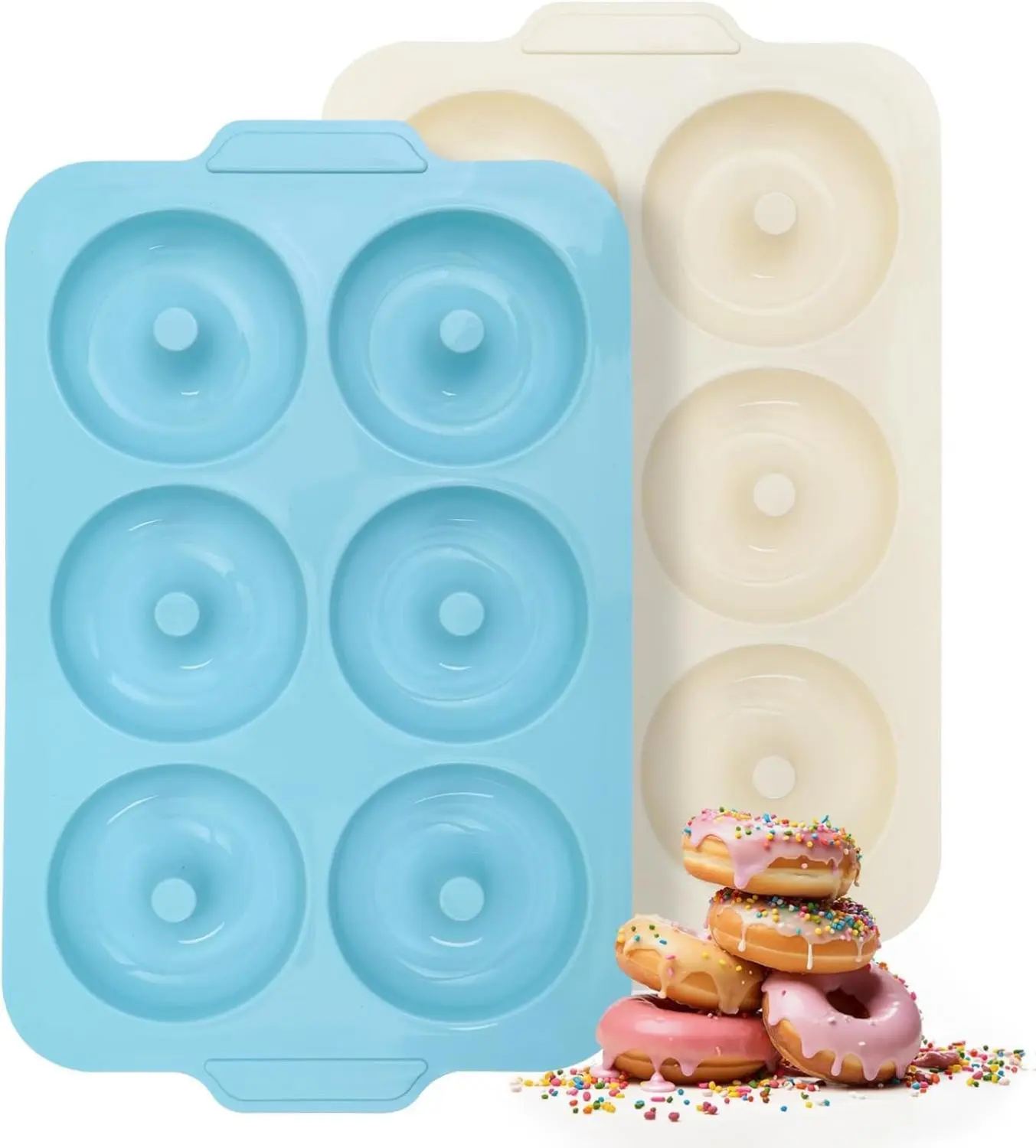Nonstick Silicone Donut Pan: Large Donut Mold with Metal Frame - Bagel Doughnut Pan for Baking Gluten Free Glazed Vegan - for Oven Housewife Home Baker Baking Lovers